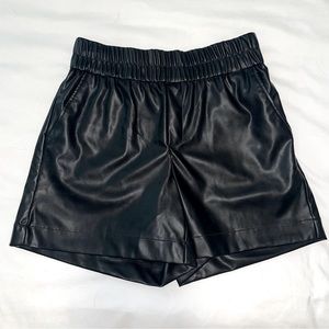 Universal Thread Black Leather Shorts with Elastic Waist Band